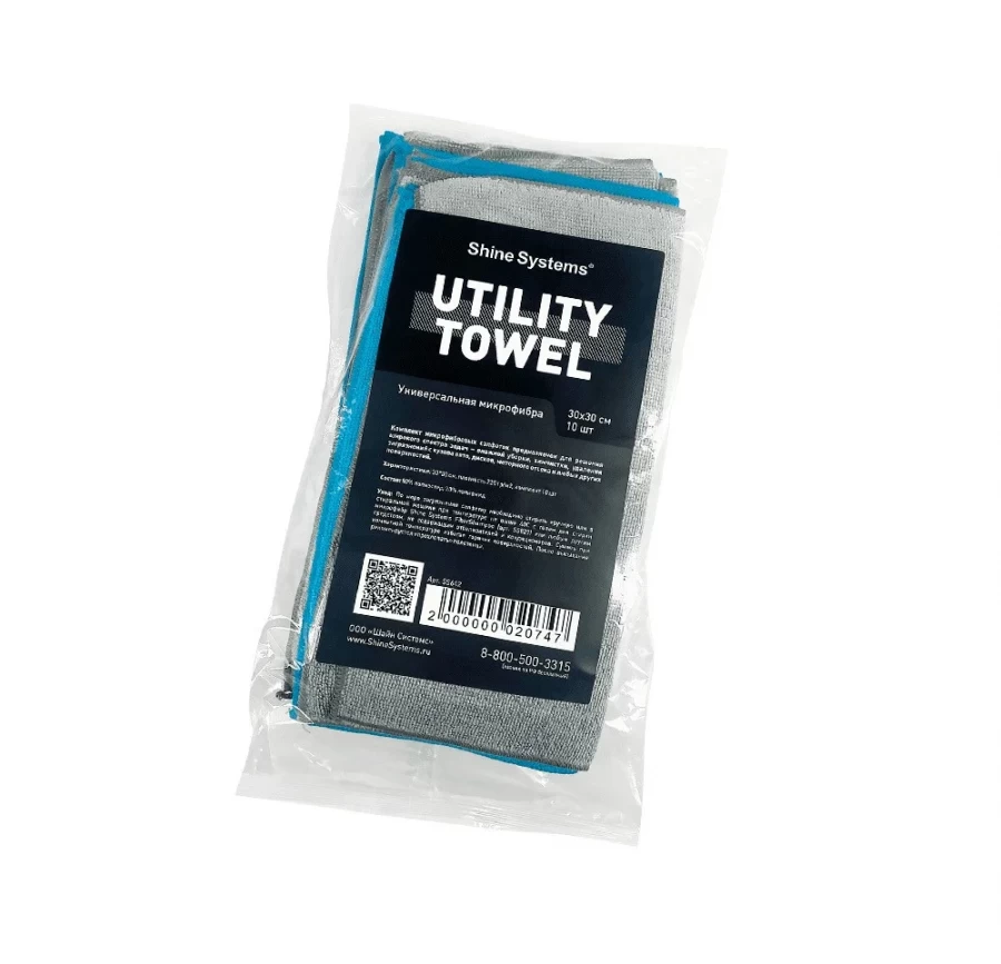 Универсальная микрофибра Utility Towel, 30х30 см, 220 гр/м2, 10 шт. / Shine Systems