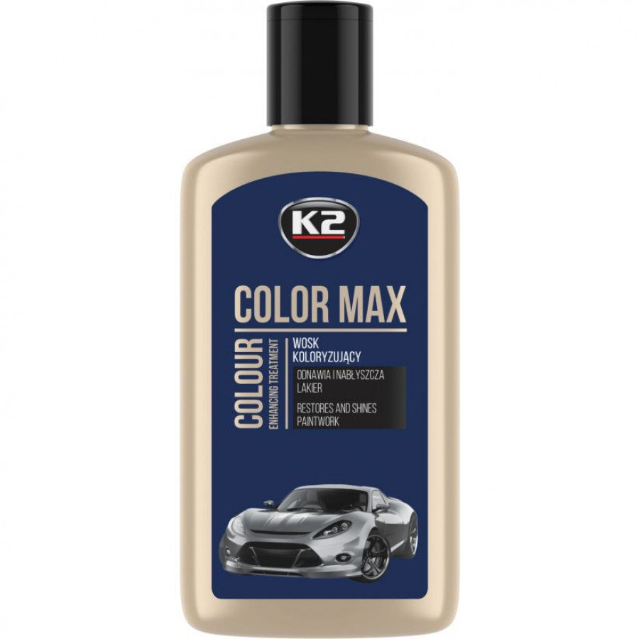 Полироль цветная с воском для автомобиля K2 COLOR MAX, 250 мл, темно-синий - фото