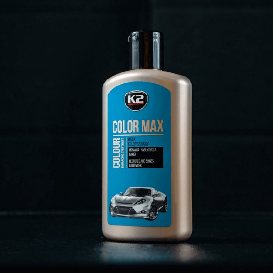Полироль цветная с воском для автомобиля K2 COLOR MAX, 250 мл, синий