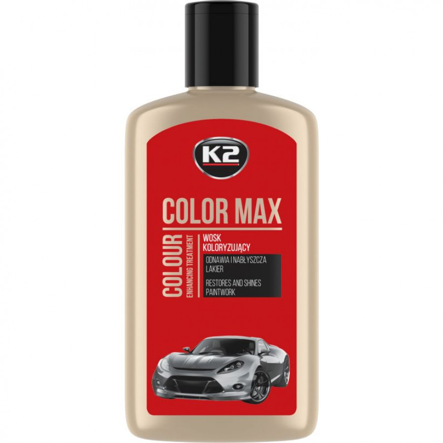 Полироль цветная с воском для автомобиля K2 COLOR MAX, 250 мл, красный - фото