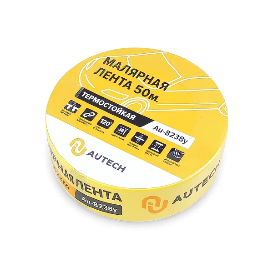 Маскирующая термостойкая лента 38 мм x 50 м (жёлтый)  AuTech - фото