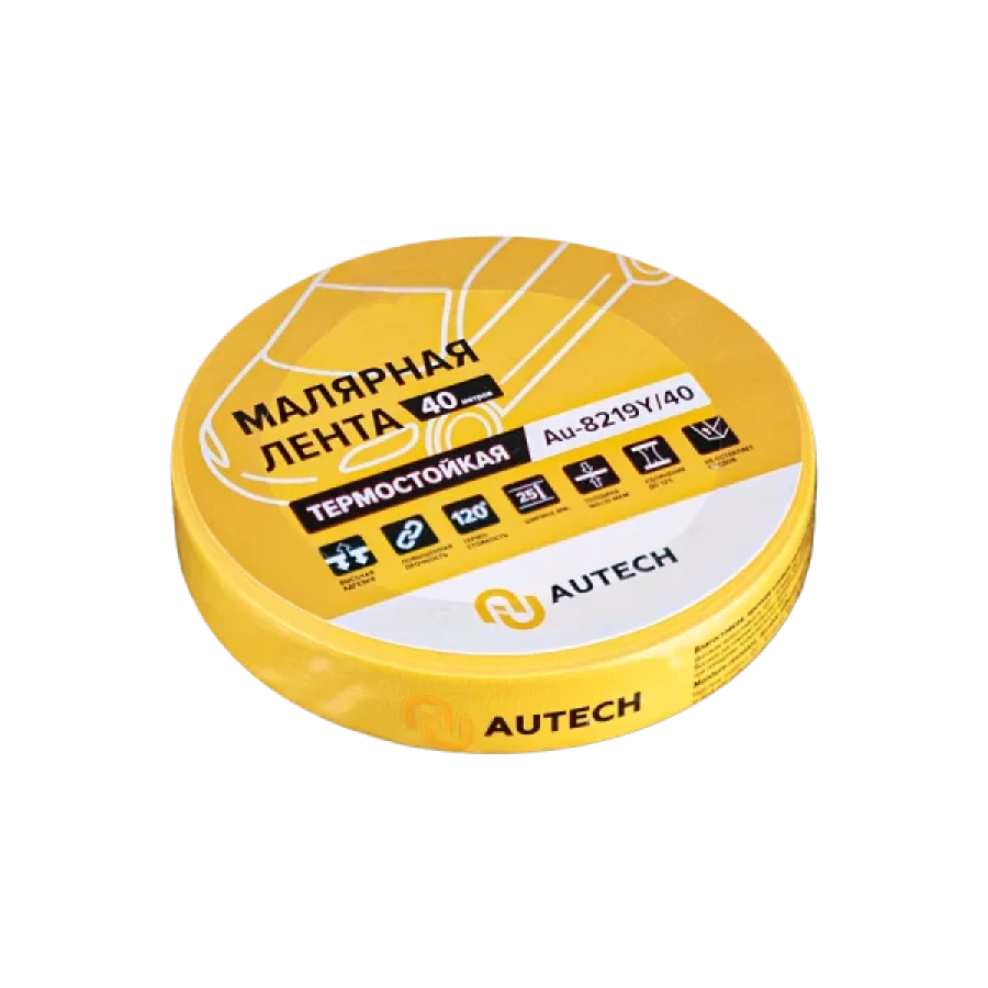 Маскирующая термостойкая лента 19 мм x 40 м (жёлтый)  AuTech - фото