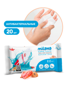 Влажные антибактериальные салфетки для рук Milana 